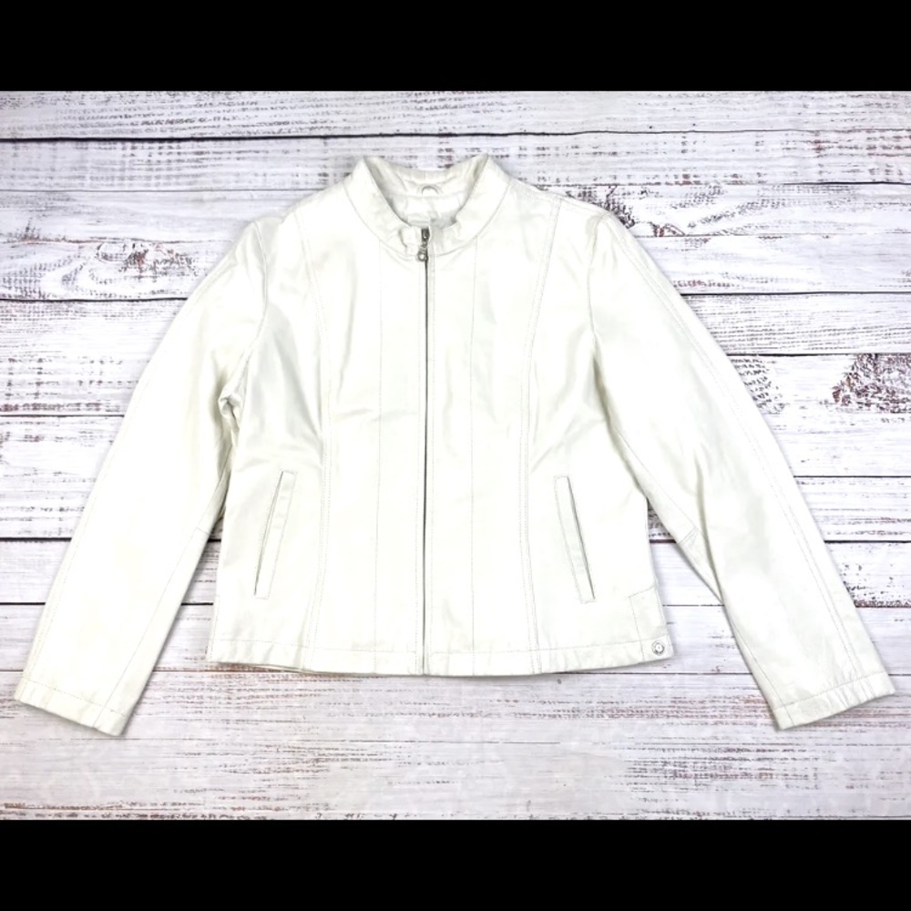 Wilson's Leather White Women's Motorcycle Moto Jacket Cafe Racer Size XL VTG